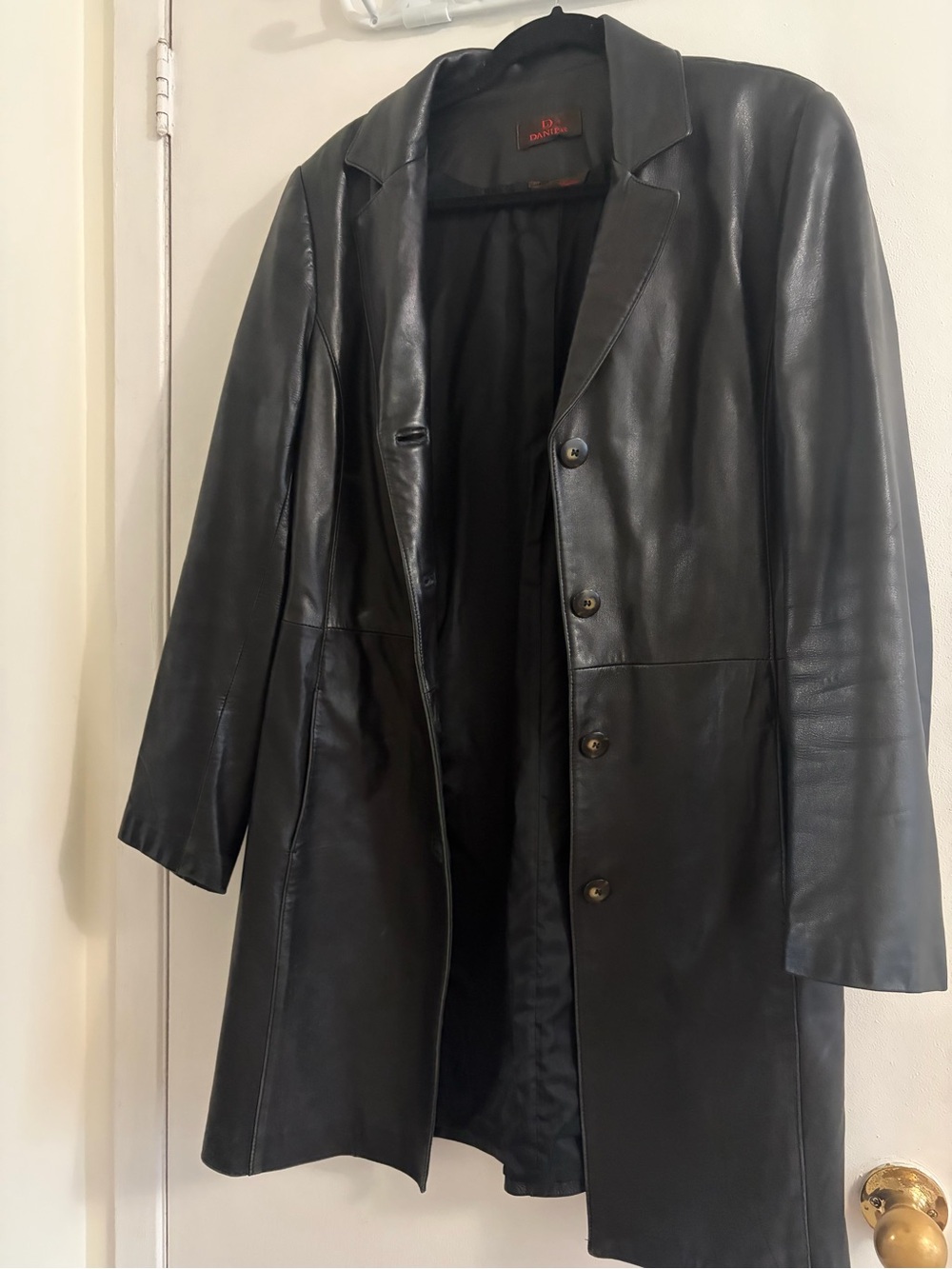 Danier Black Leather Long Coat
